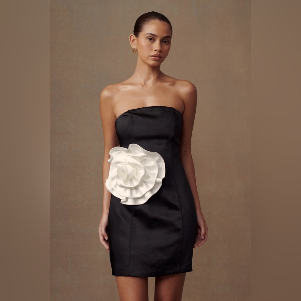 Meshki strapless rose mini dress
